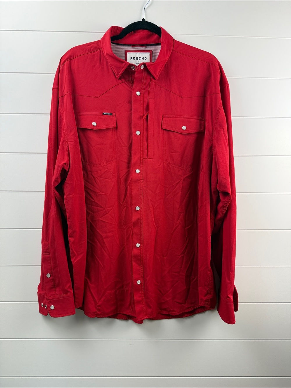 Poncho Red pearl Snap big bend Shirt XL reg fit western performance long sleeve